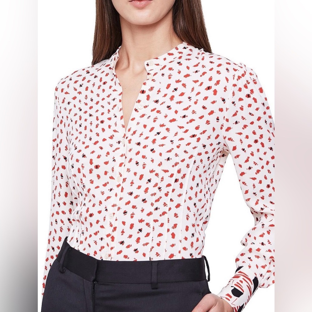 Reiss White and Red Printed Blouse